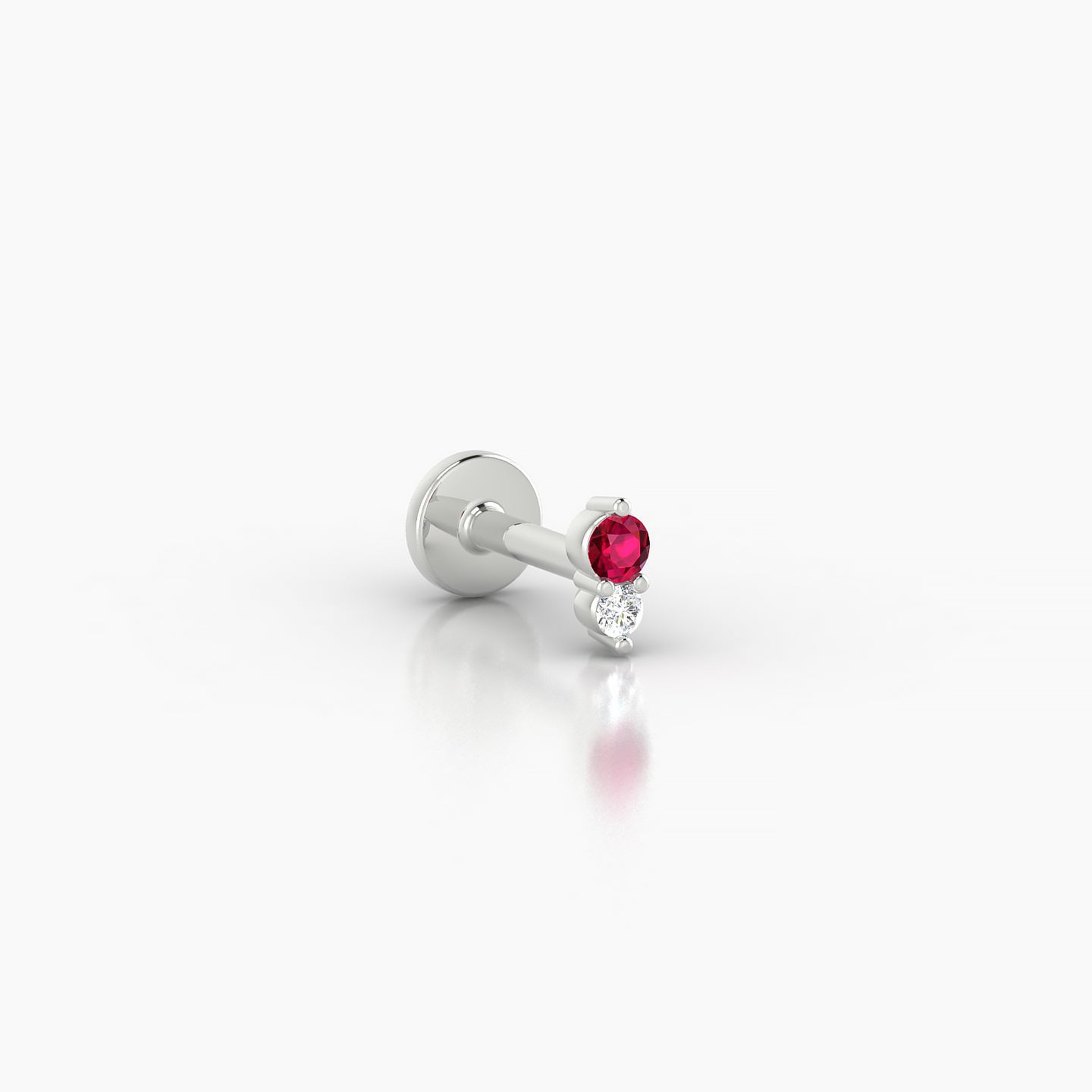 Laetitia | 18k White Gold 5 mm 4 mm Ruby & Diamond Nostril Piercing