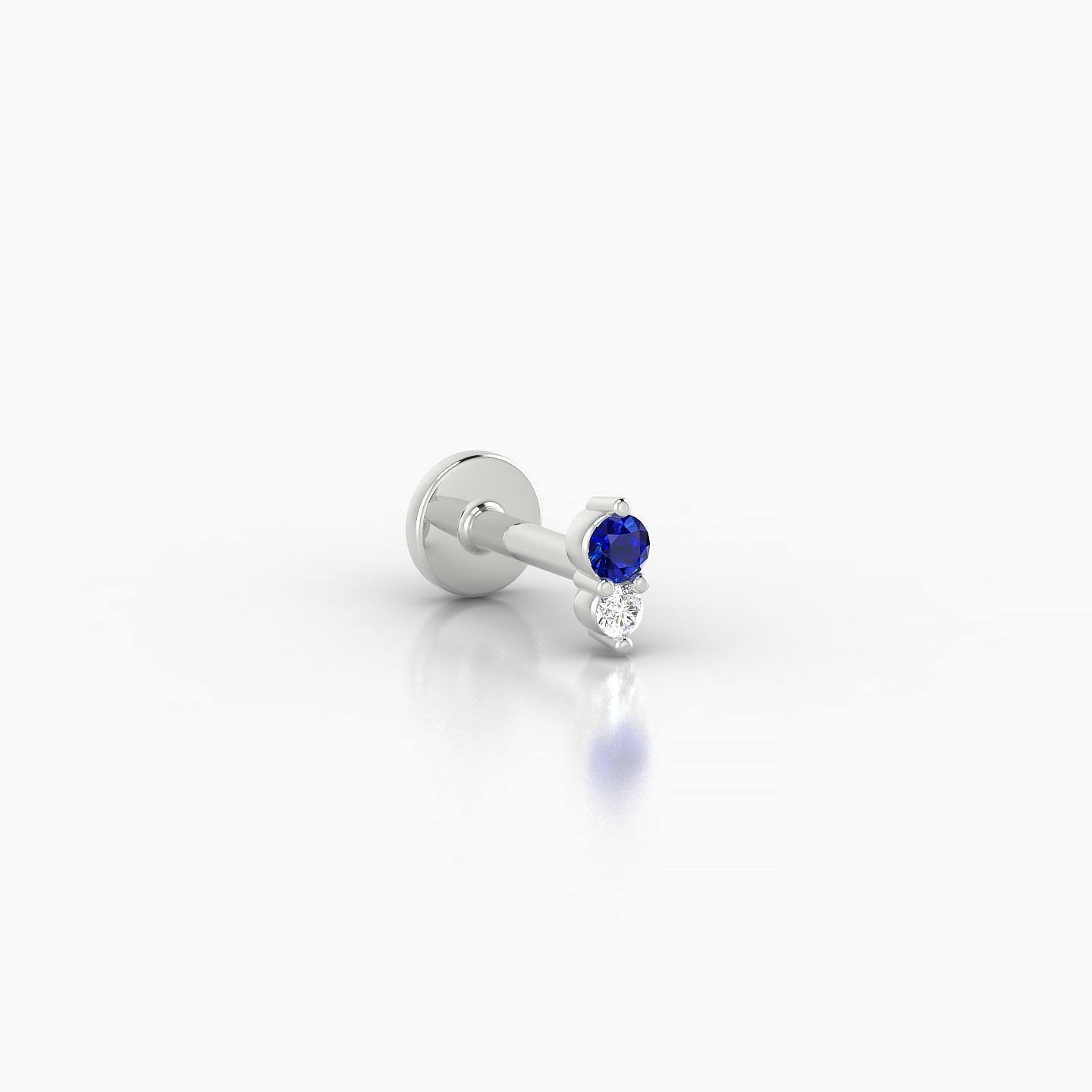 Laetitia | 18k White Gold 5 mm 4 mm Sapphire & Diamond Nostril Piercing