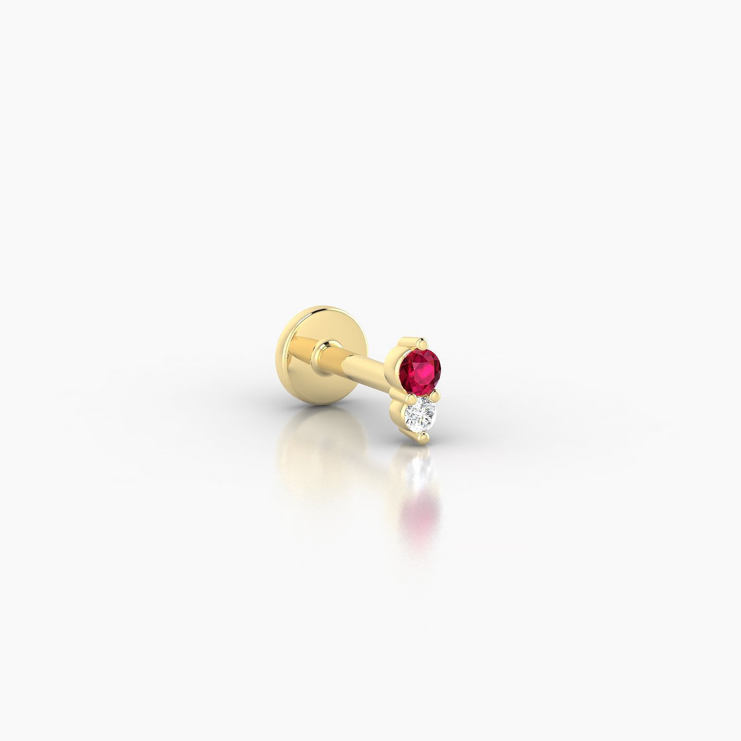 Laetitia | 18k Yellow Gold 5 mm 4 mm Ruby & Diamond Nostril Piercing