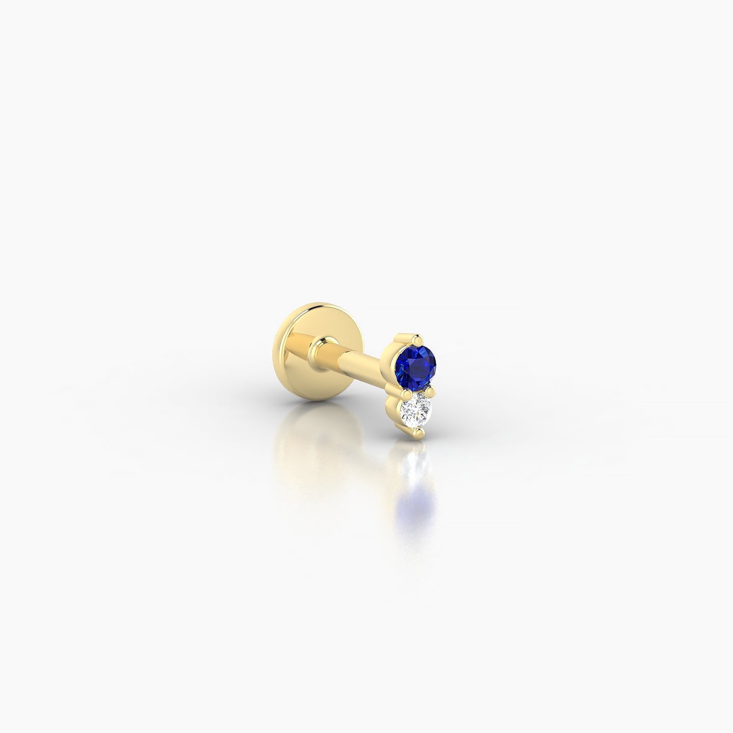 Laetitia | 18k Yellow Gold 5 mm 4 mm Sapphire & Diamond Nostril Piercing