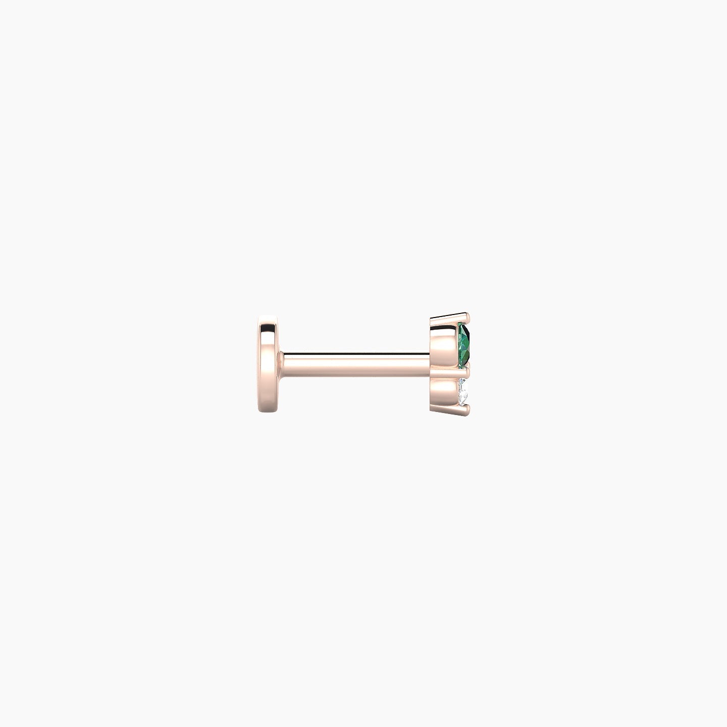 Laetitia | 18k Rose Gold 5 mm 4 mm Emerald & Diamond Nostril Piercing