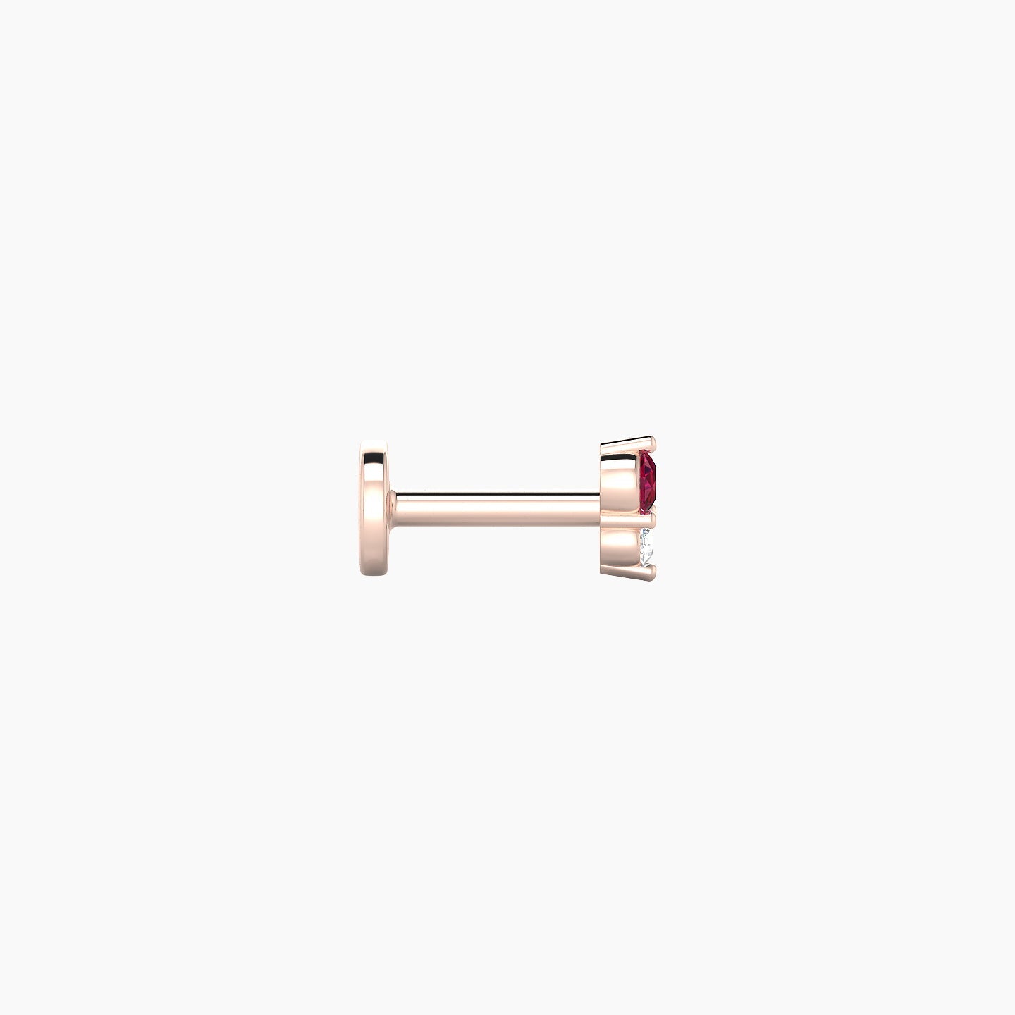 Laetitia | 18k Rose Gold 5 mm 4 mm Ruby & Diamond Nostril Piercing