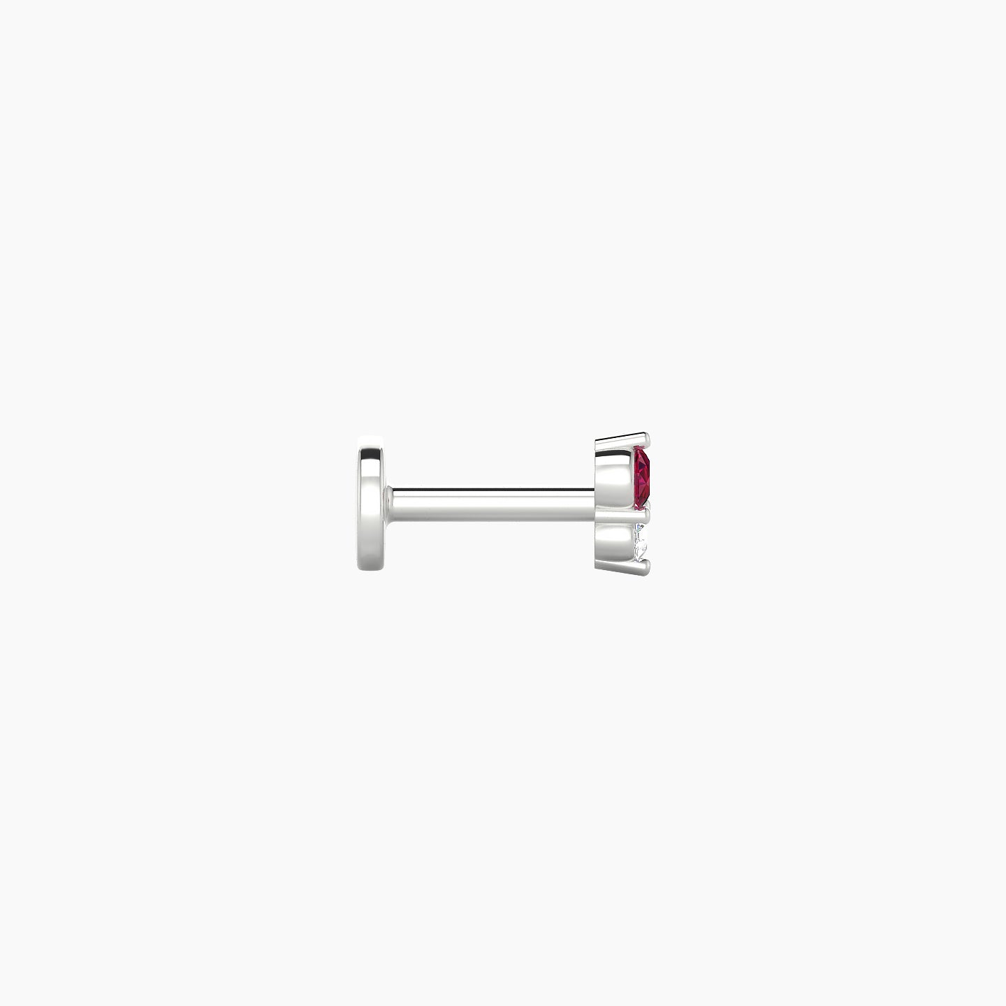 Laetitia | 18k White Gold 5 mm 4 mm Ruby & Diamond Nostril Piercing