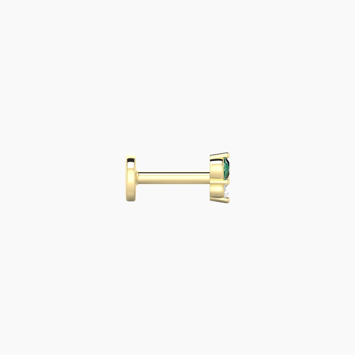 Laetitia | 18k Yellow Gold 5 mm 4 mm Emerald & Diamond Nostril Piercing