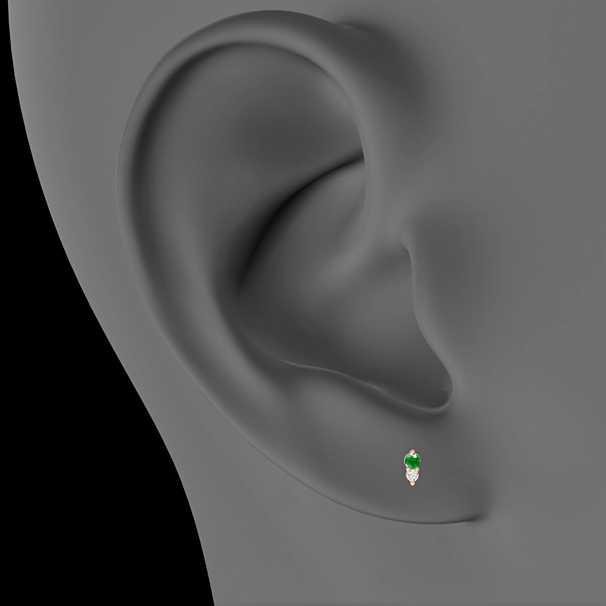 Laetitia | 18k Rose Gold 5 mm 4 mm Emerald & Diamond Piercing
