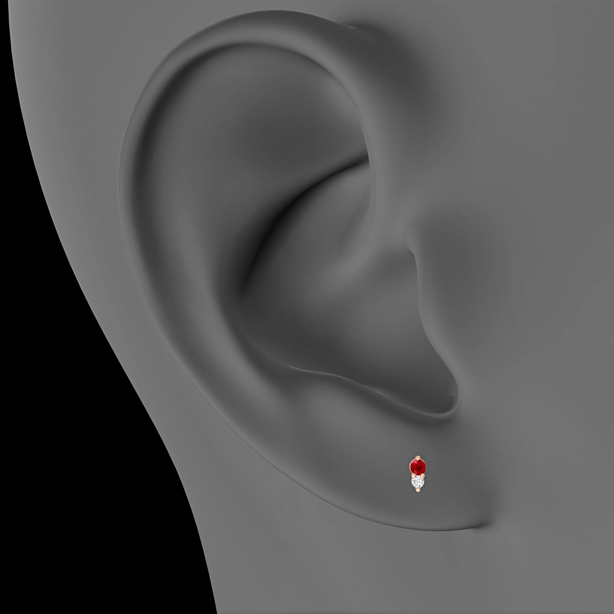 Laetitia | 18k Rose Gold 5 mm 4 mm Ruby & Diamond Piercing