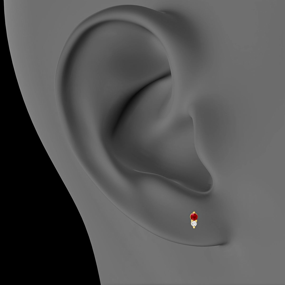 Laetitia | 18k Yellow Gold 5 mm 4 mm Ruby & Diamond Piercing