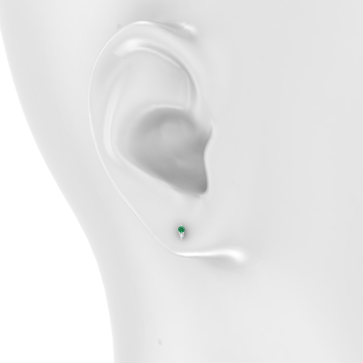 Laetitia | 18k White Gold 5 mm 4 mm Emerald & Diamond Piercing