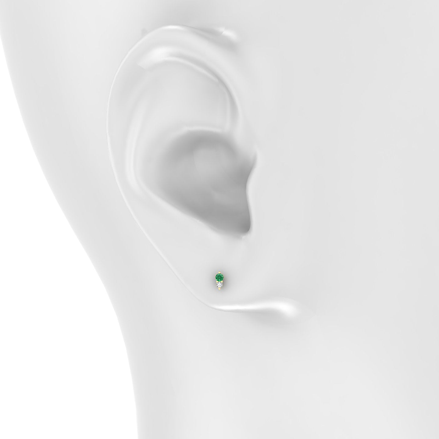 Laetitia | 18k Yellow Gold 5 mm 4 mm Emerald & Diamond Piercing