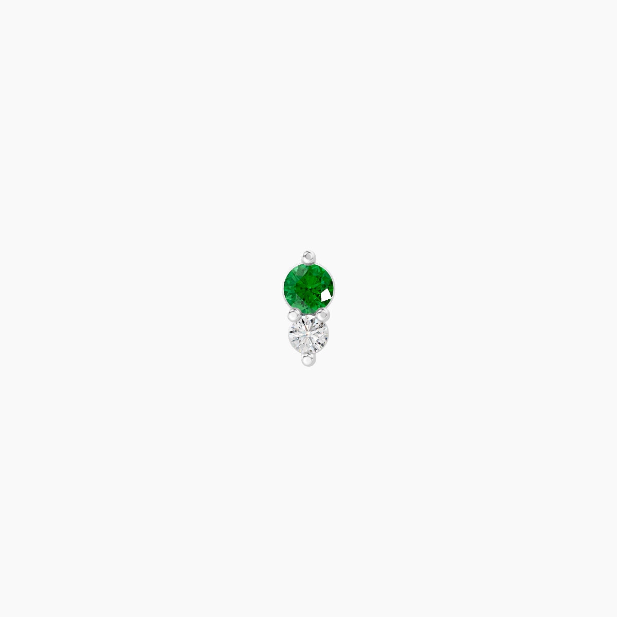 Laetitia | 18k White Gold 6.5 mm 4 mm Emerald & Diamond Nose Piercing