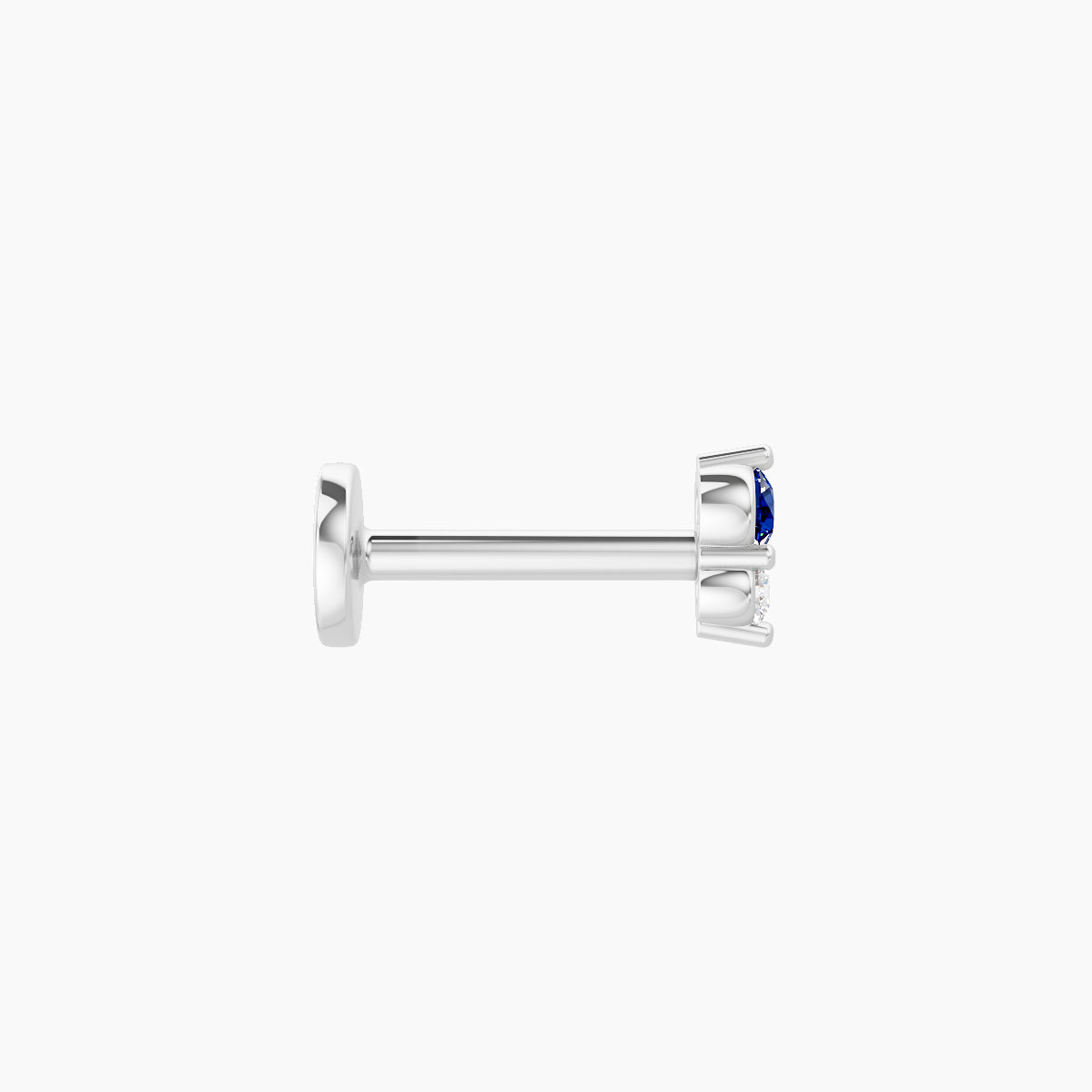 Laetitia | 18k White Gold 6.5 mm 4 mm Sapphire & Diamond Nose Piercing