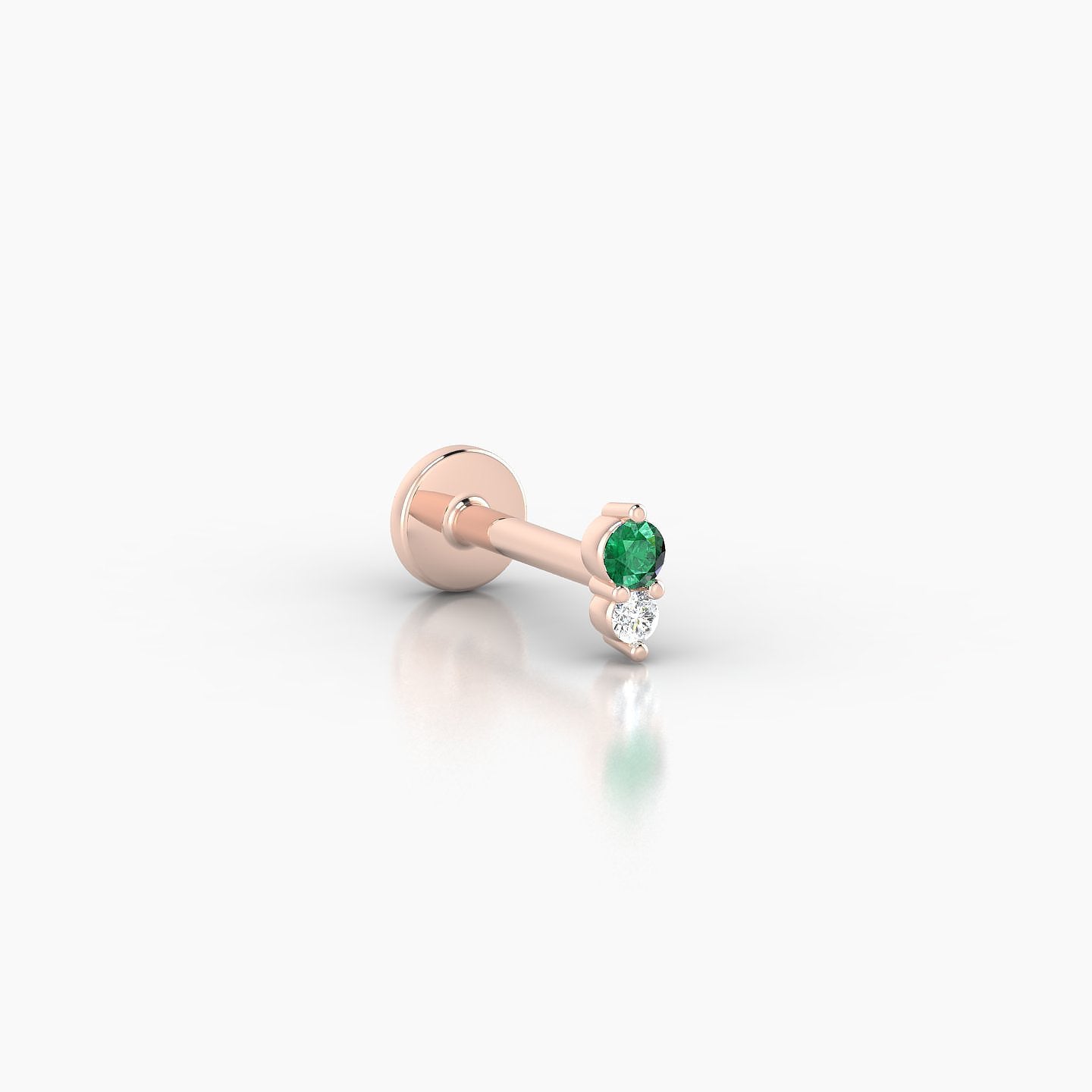 Laetitia | 18k Rose Gold 6.5 mm 4 mm Emerald & Diamond Nostril Piercing