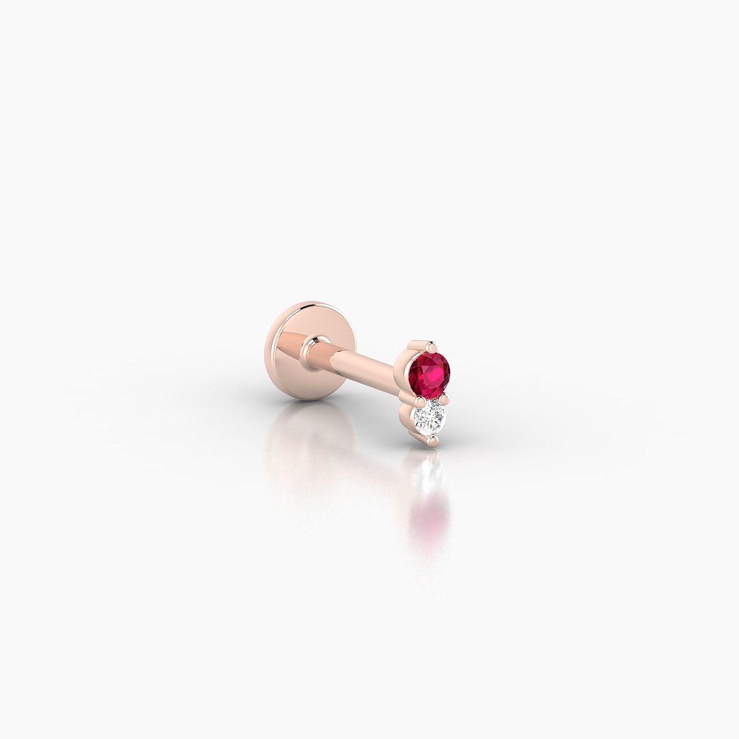 Laetitia | 18k Rose Gold 6.5 mm 4 mm Ruby & Diamond Nostril Piercing