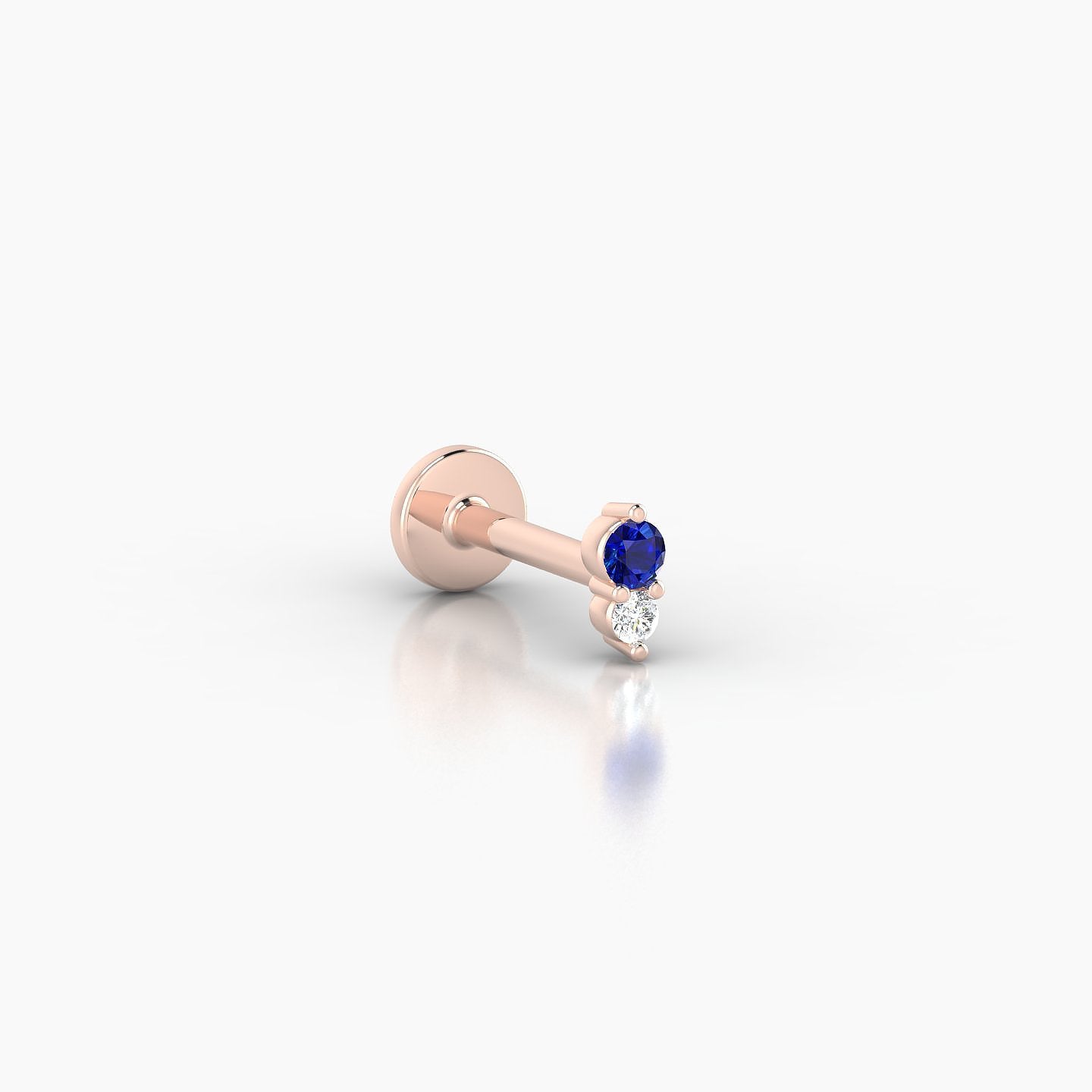 Laetitia | 18k Rose Gold 6.5 mm 4 mm Sapphire & Diamond Nostril Piercing