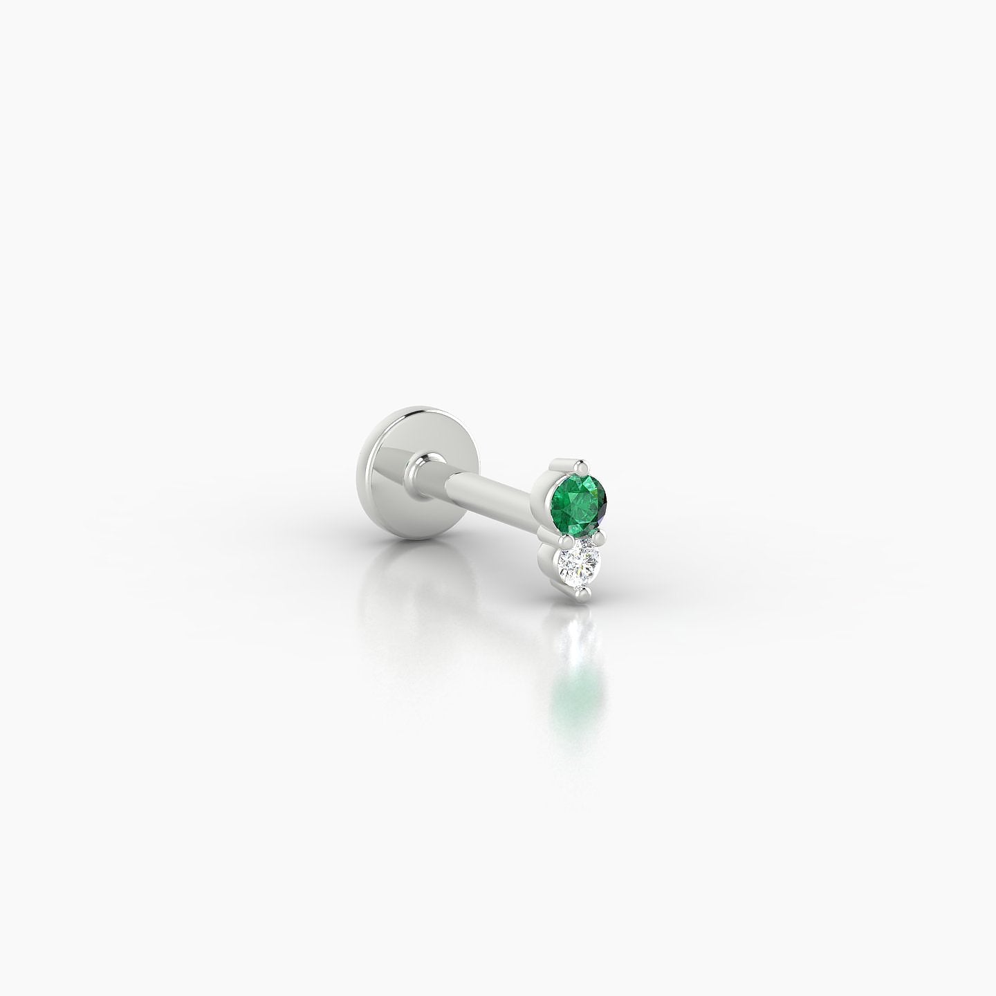 Laetitia | 18k White Gold 6.5 mm 4 mm Emerald & Diamond Nostril Piercing