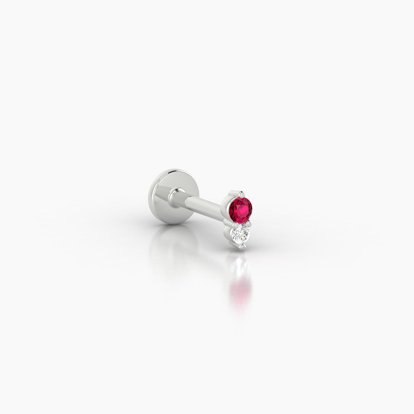 Laetitia | 18k White Gold 6.5 mm 4 mm Ruby & Diamond Nostril Piercing