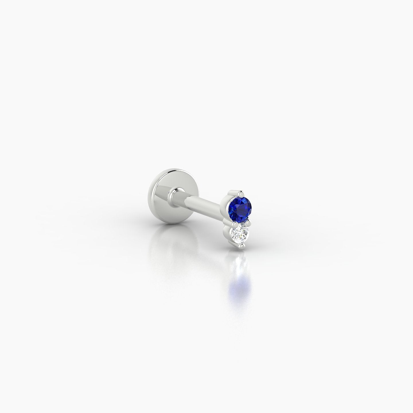 Laetitia | 18k White Gold 6.5 mm 4 mm Sapphire & Diamond Nostril Piercing