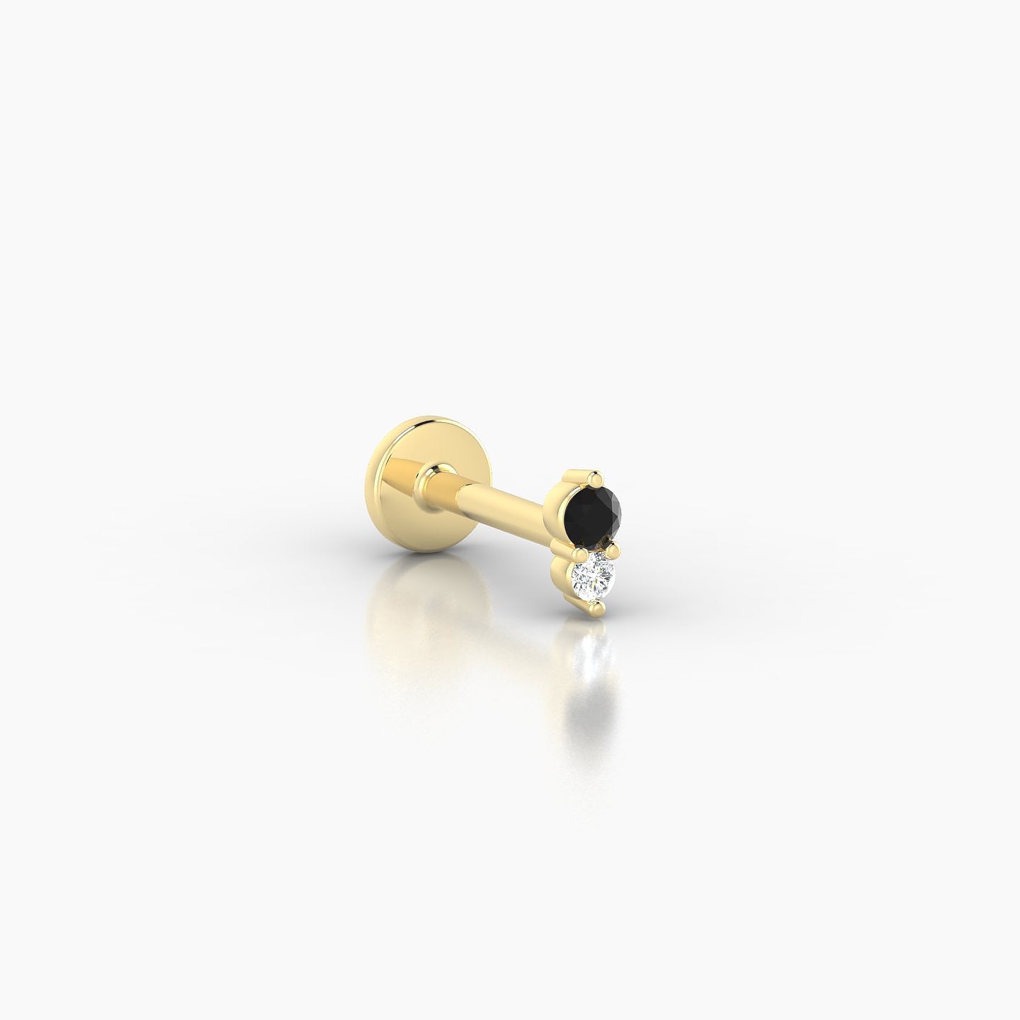 Laetitia | 18k Yellow Gold 6.5 mm 4 mm Black Diamond & Diamond Nostril Piercing