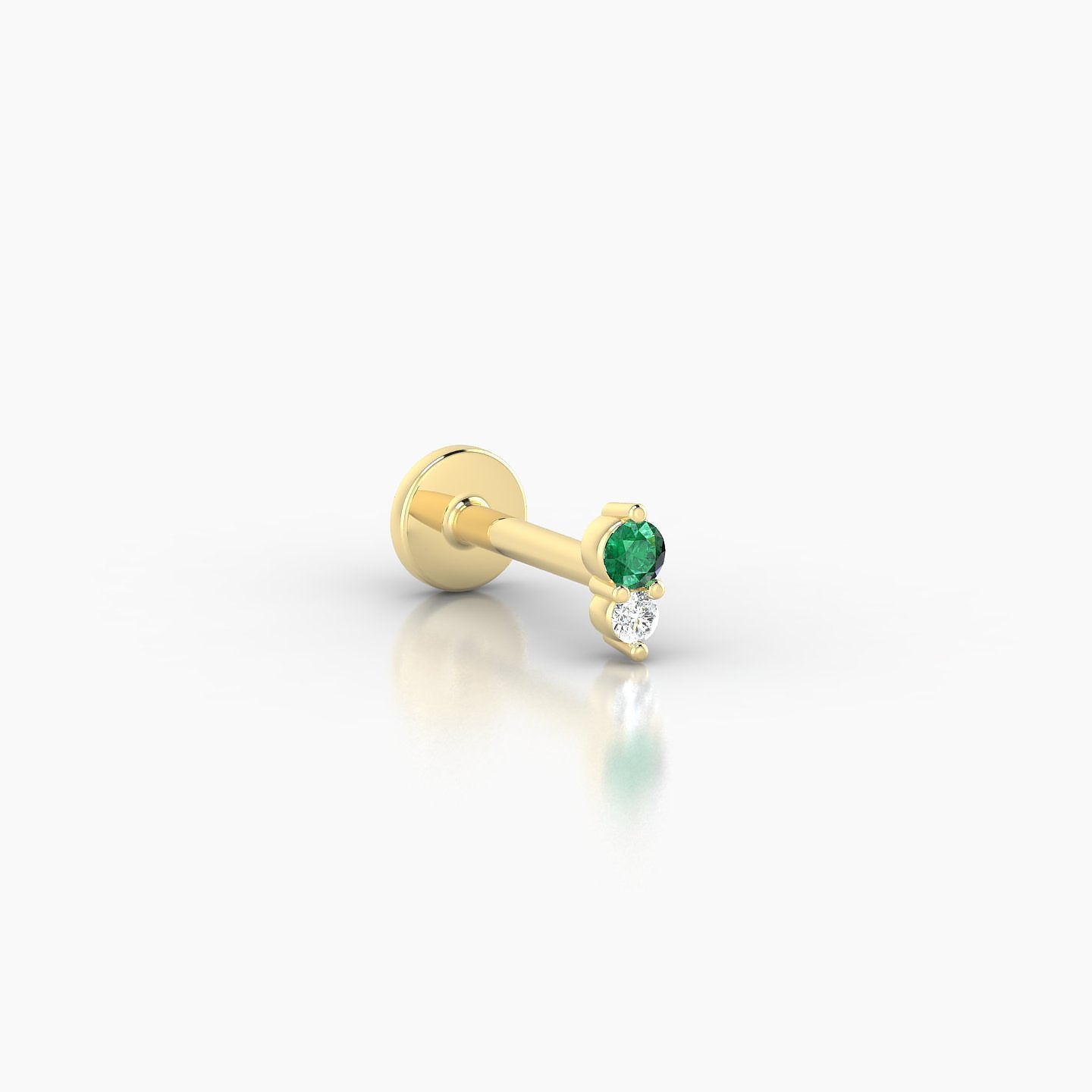 Laetitia | 18k Yellow Gold 6.5 mm 4 mm Emerald & Diamond Nostril Piercing