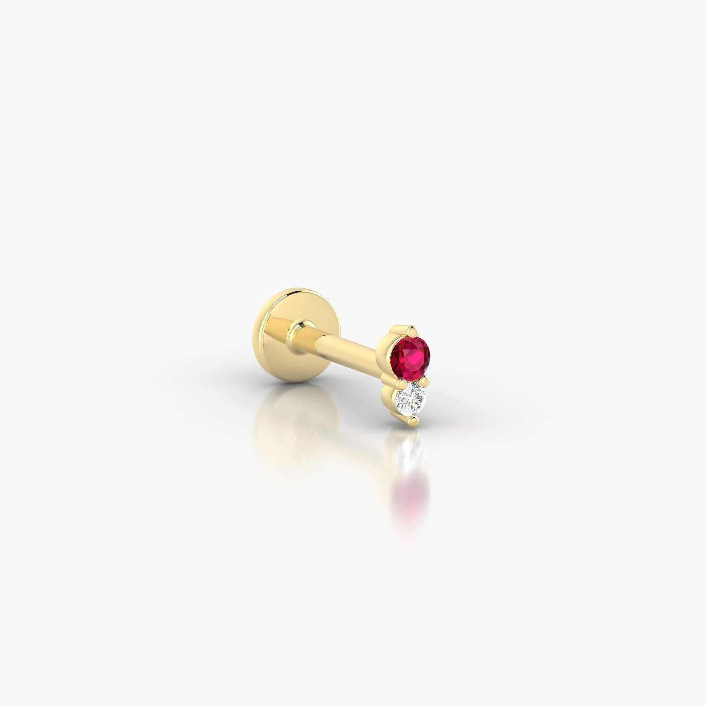 Laetitia | 18k Yellow Gold 6.5 mm 4 mm Ruby & Diamond Nostril Piercing