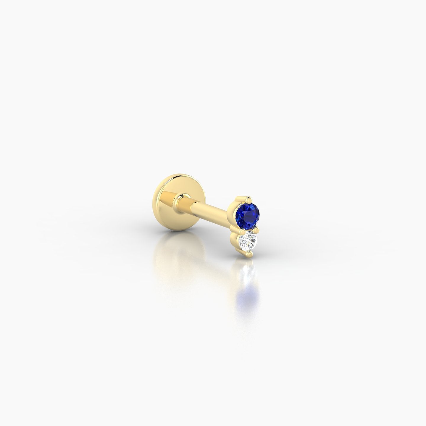 Laetitia | 18k Yellow Gold 6.5 mm 4 mm Sapphire & Diamond Nostril Piercing