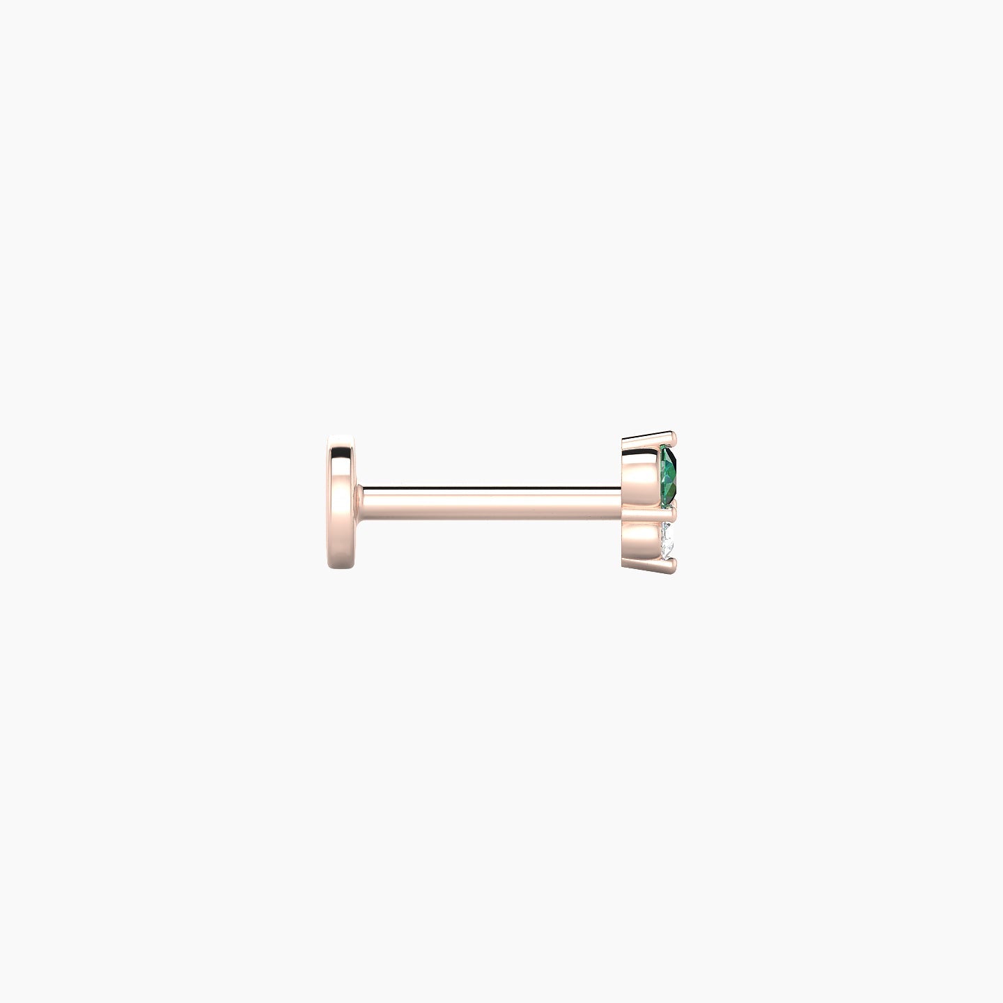 Laetitia | 18k Rose Gold 6.5 mm 4 mm Emerald & Diamond Nostril Piercing