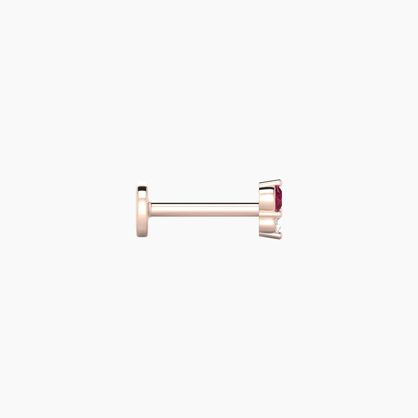 Laetitia | 18k Rose Gold 6.5 mm 4 mm Ruby & Diamond Nostril Piercing