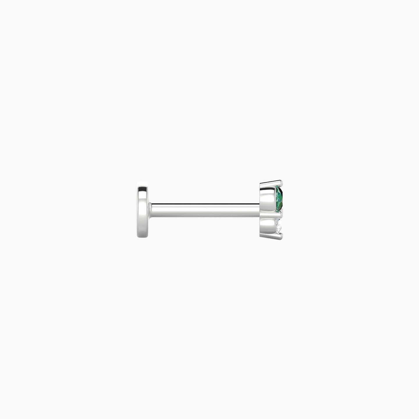 Laetitia | 18k White Gold 6.5 mm 4 mm Emerald & Diamond Nostril Piercing