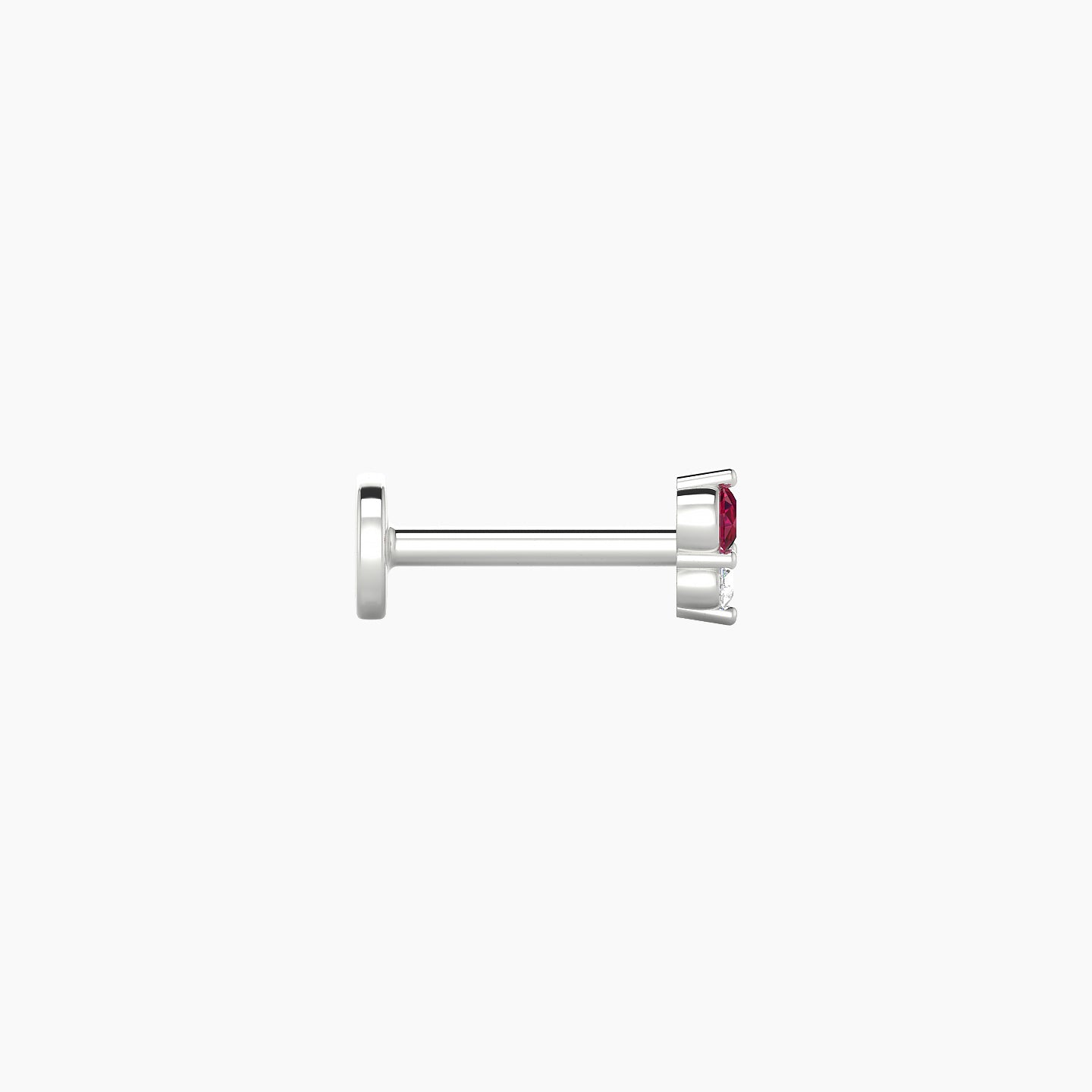 Laetitia | 18k White Gold 6.5 mm 4 mm Ruby & Diamond Nostril Piercing