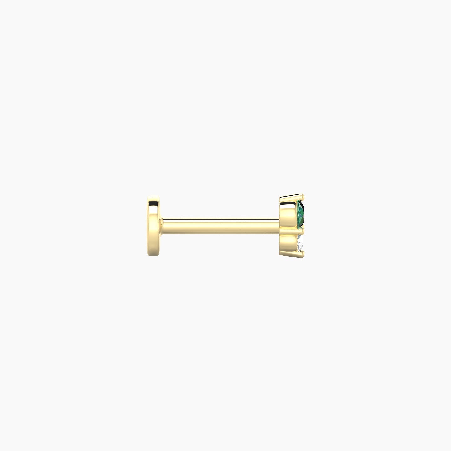 Laetitia | 18k Yellow Gold 6.5 mm 4 mm Emerald & Diamond Nostril Piercing