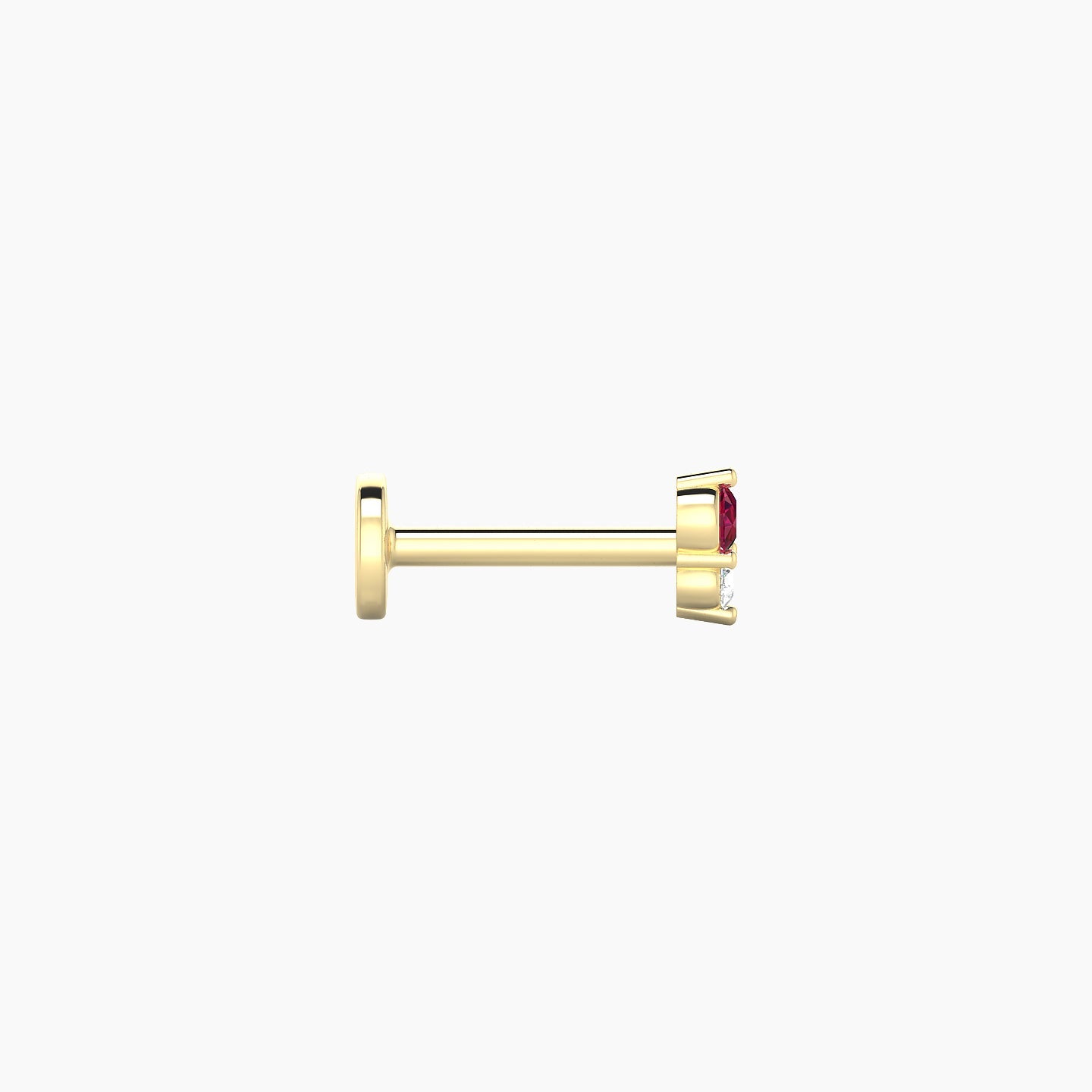 Laetitia | 18k Yellow Gold 6.5 mm 4 mm Ruby & Diamond Nostril Piercing