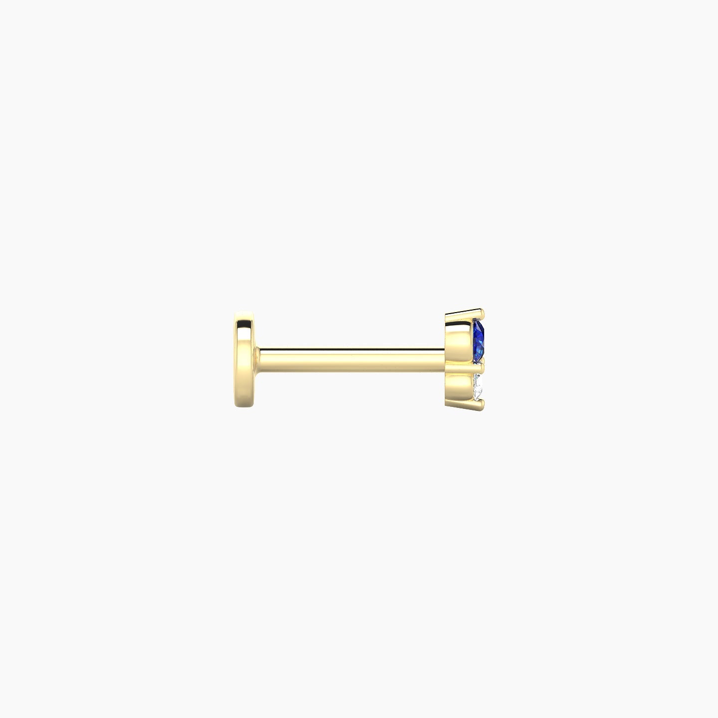 Laetitia | 18k Yellow Gold 6.5 mm 4 mm Sapphire & Diamond Nostril Piercing