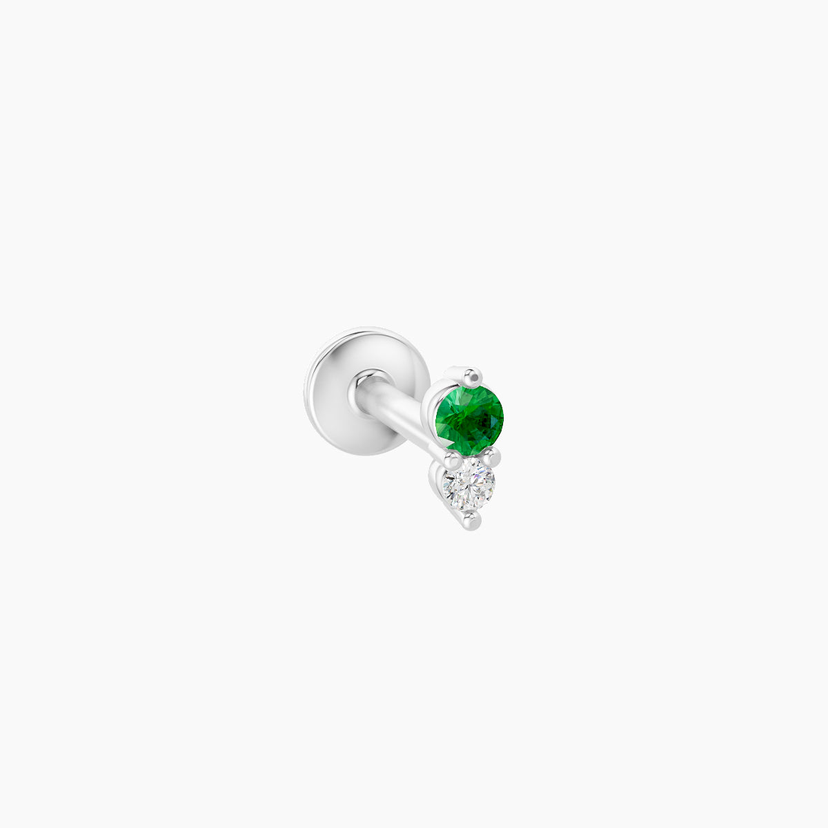 Laetitia | 18k White Gold 6.5 mm 4 mm Emerald & Diamond Piercing