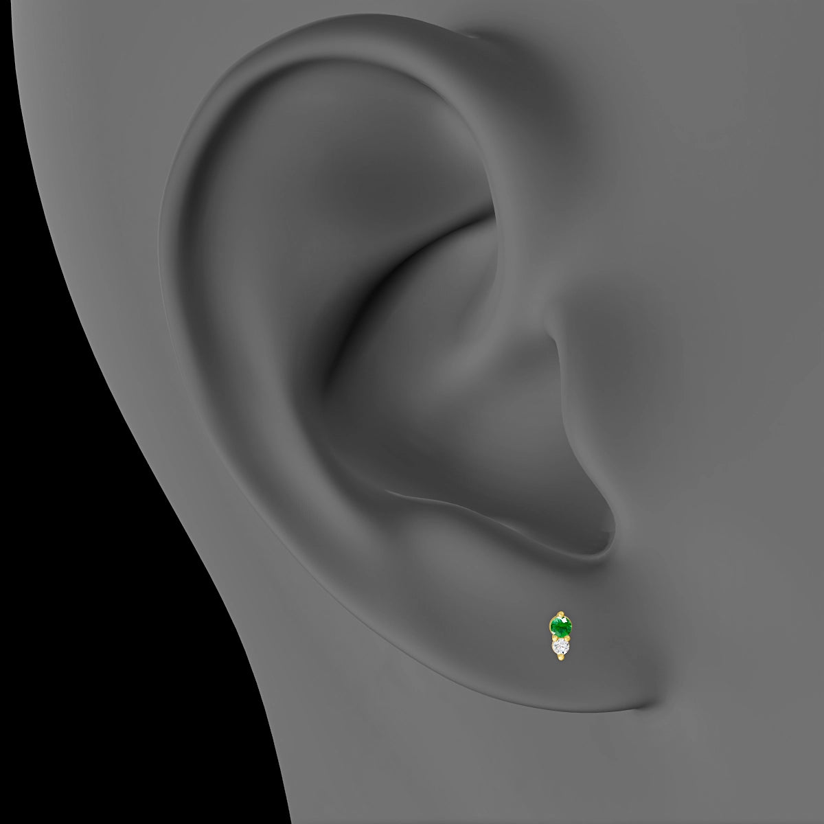 Laetitia | 18k Yellow Gold 6.5 mm 4 mm Emerald & Diamond Piercing