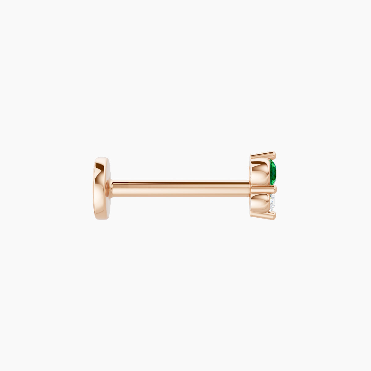 Laetitia | 18k Rose Gold 8 mm 4 mm Emerald & Diamond Nose Piercing