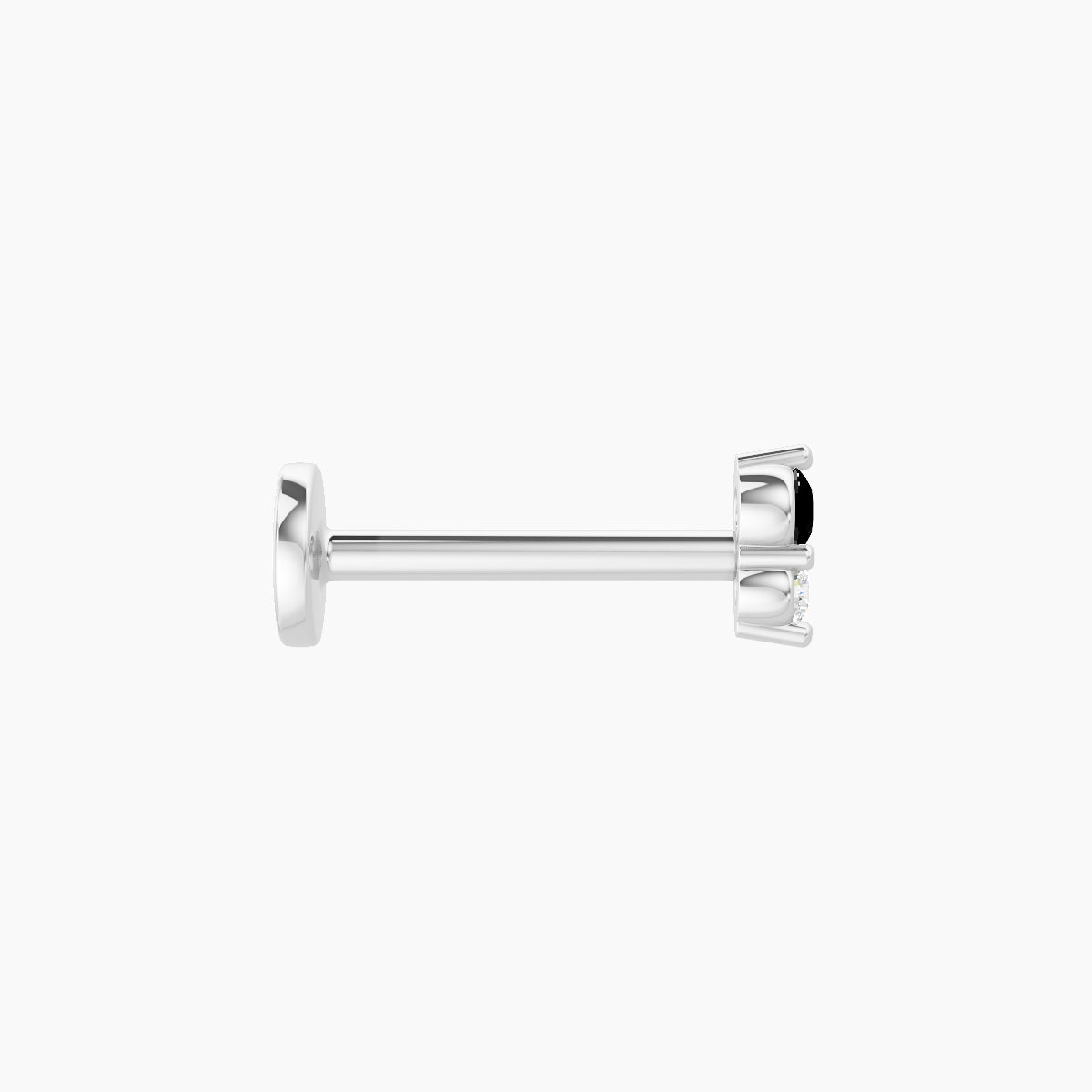Laetitia | 18k White Gold 8 mm 4 mm Black Diamond & Diamond Nose Piercing