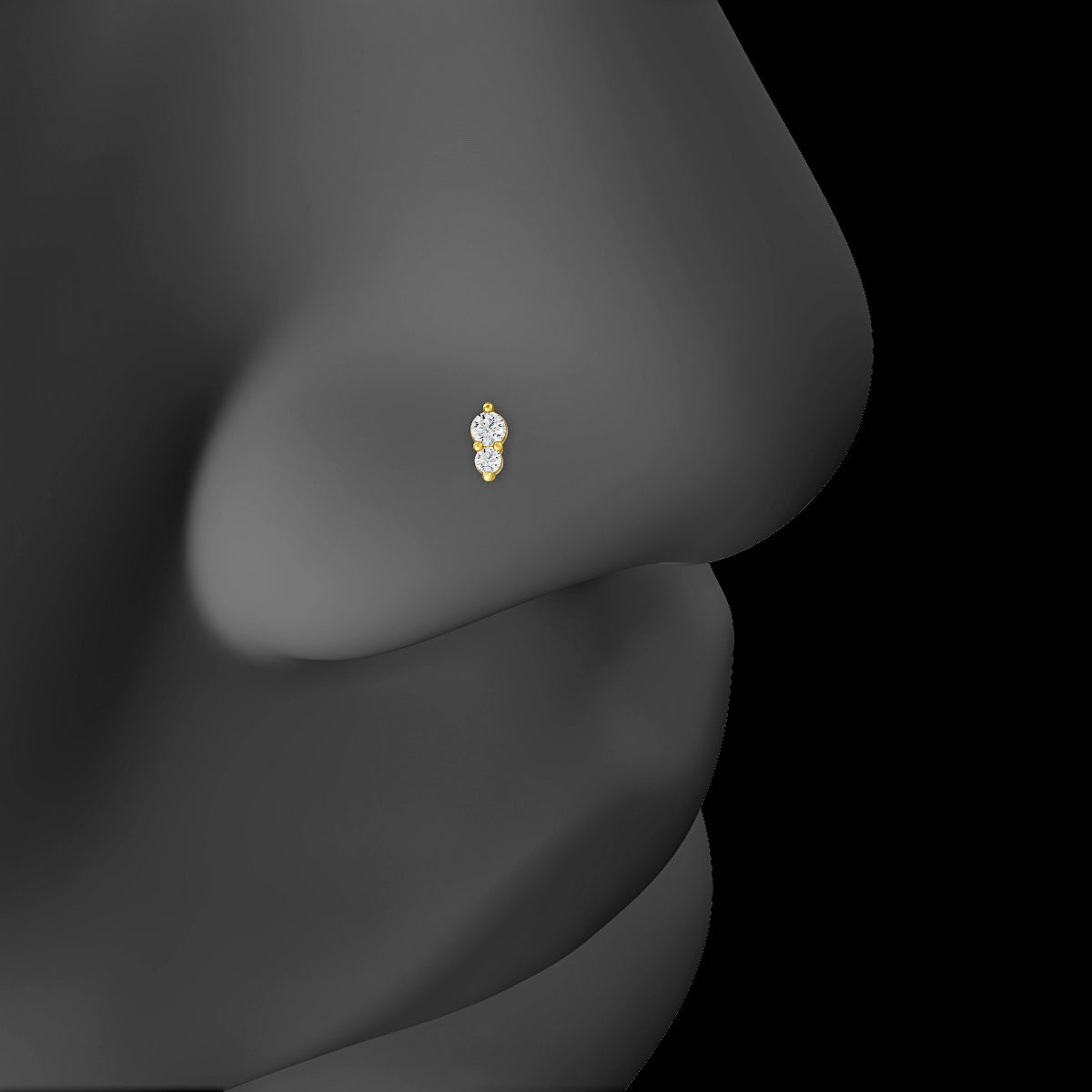 Laetitia | 18k Yellow Gold 4 mm 8 mm Diamond Nose Piercing