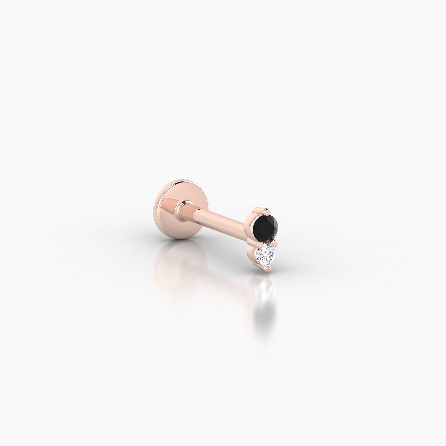 Laetitia | 18k Rose Gold 8 mm 4 mm Black Diamond & Diamond Nostril Piercing