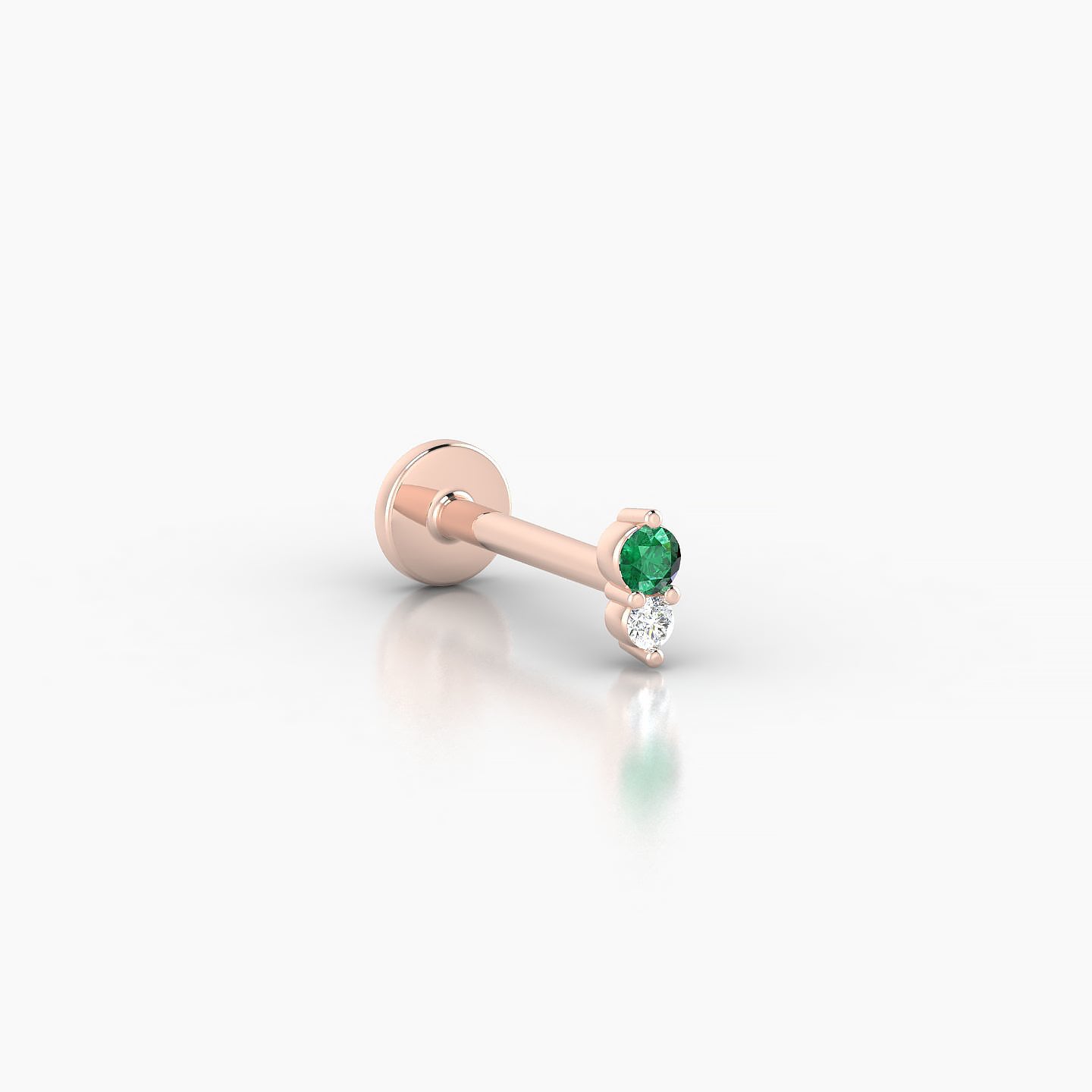 Laetitia | 18k Rose Gold 8 mm 4 mm Emerald & Diamond Nostril Piercing