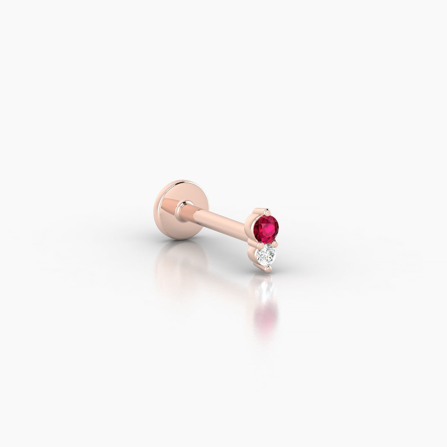 Laetitia | 18k Rose Gold 8 mm 4 mm Ruby & Diamond Nostril Piercing