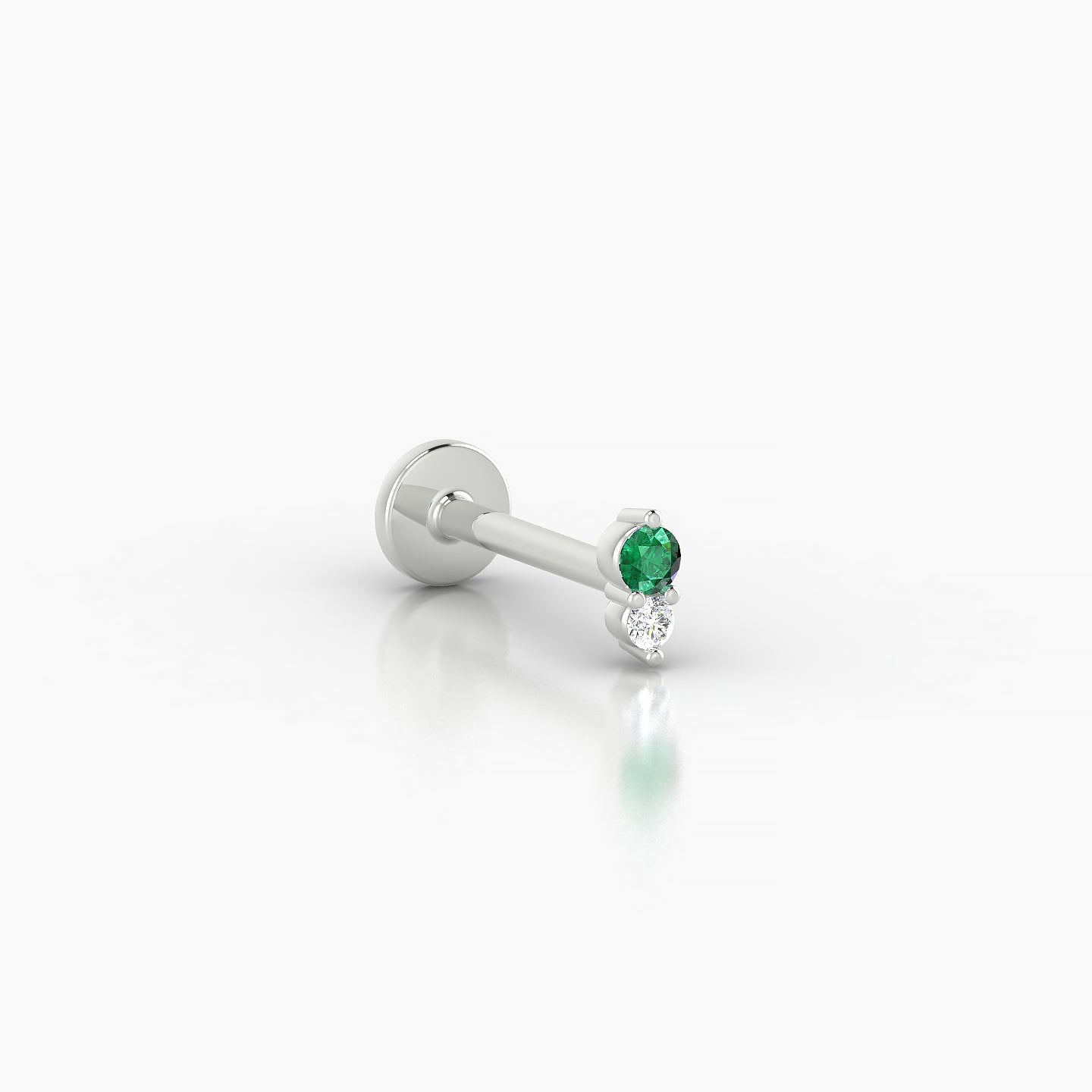 Laetitia | 18k White Gold 8 mm 4 mm Emerald & Diamond Nostril Piercing