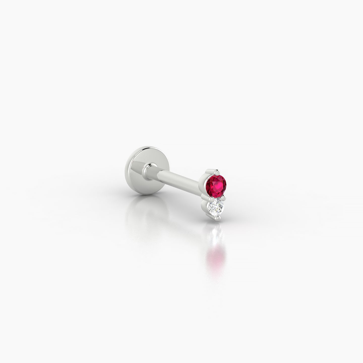 Laetitia | 18k White Gold 8 mm 4 mm Ruby & Diamond Nostril Piercing