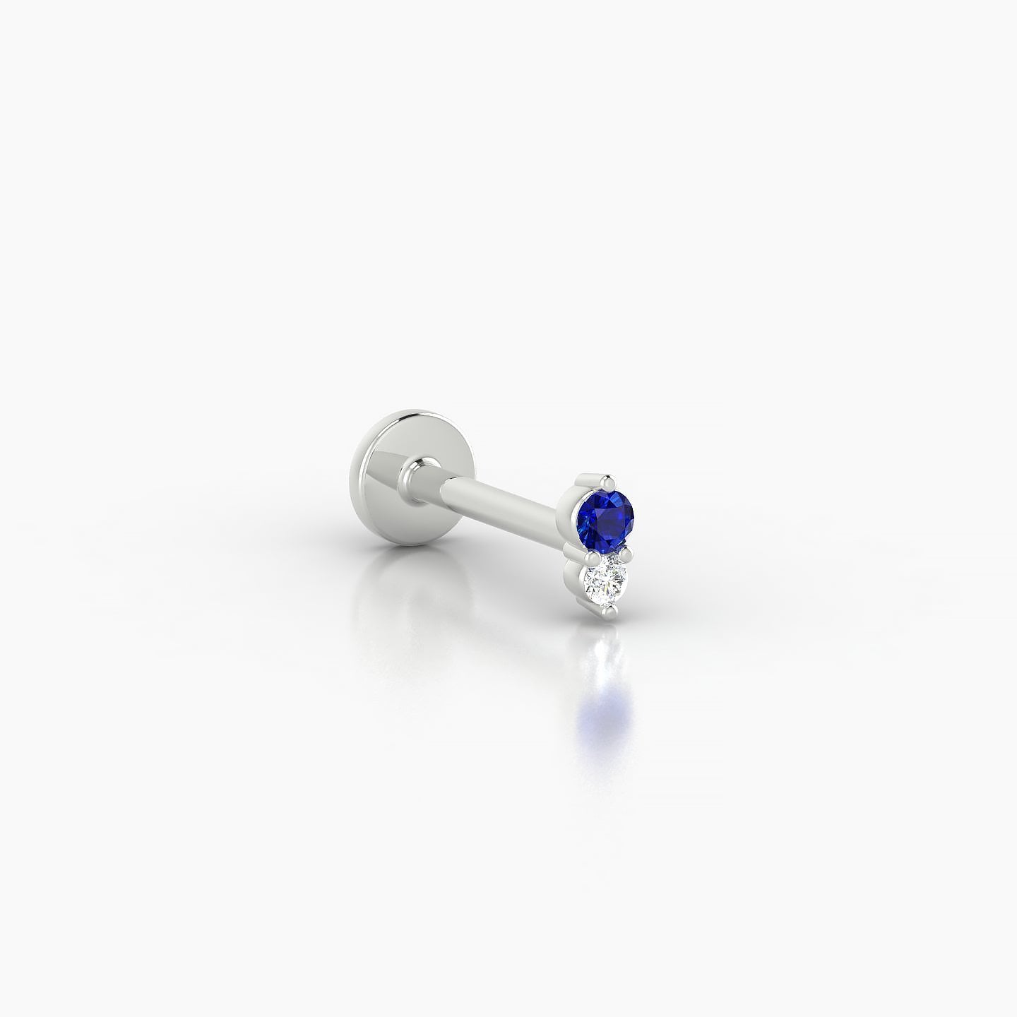 Laetitia | 18k White Gold 8 mm 4 mm Sapphire & Diamond Nostril Piercing