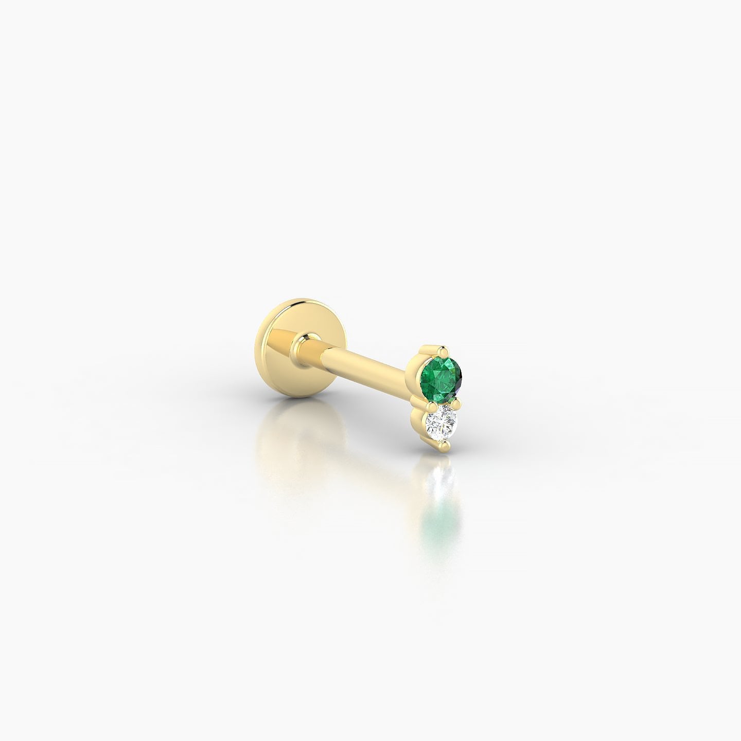 Laetitia | 18k Yellow Gold 8 mm 4 mm Emerald & Diamond Nostril Piercing