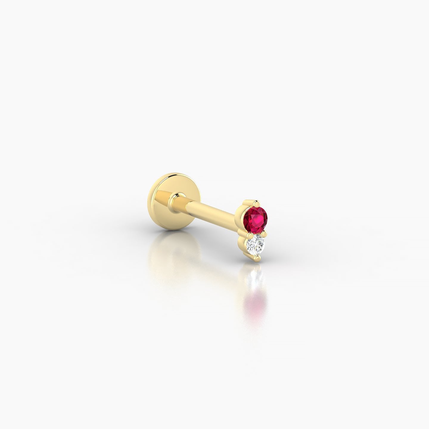 Laetitia | 18k Yellow Gold 8 mm 4 mm Ruby & Diamond Nostril Piercing