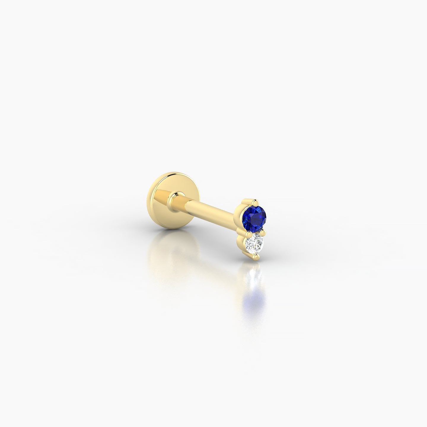 Laetitia | 18k Yellow Gold 8 mm 4 mm Sapphire & Diamond Nostril Piercing