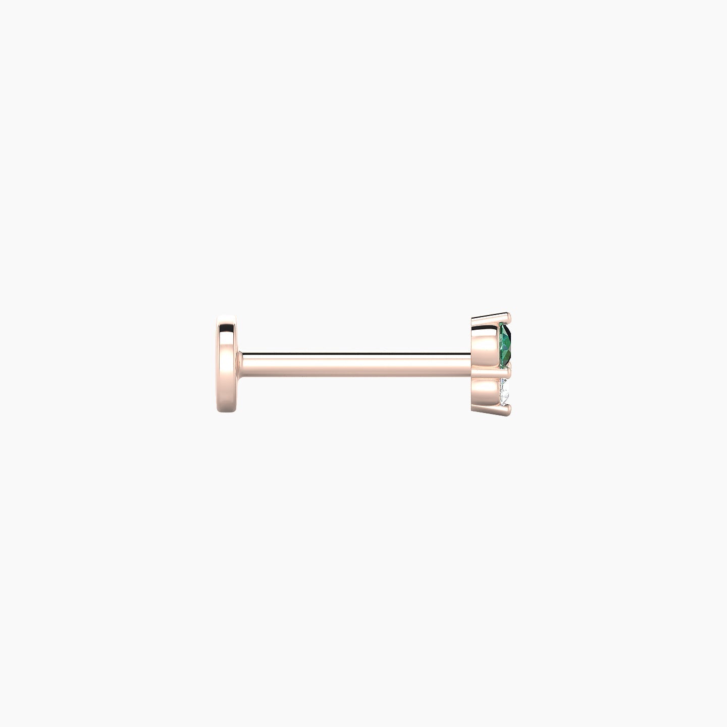 Laetitia | 18k Rose Gold 8 mm 4 mm Emerald & Diamond Nostril Piercing