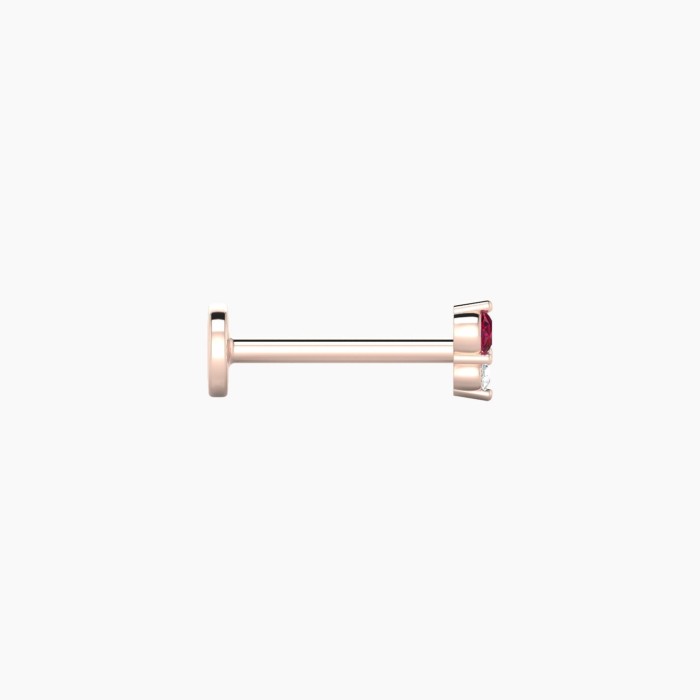 Laetitia | 18k Rose Gold 8 mm 4 mm Ruby & Diamond Nostril Piercing