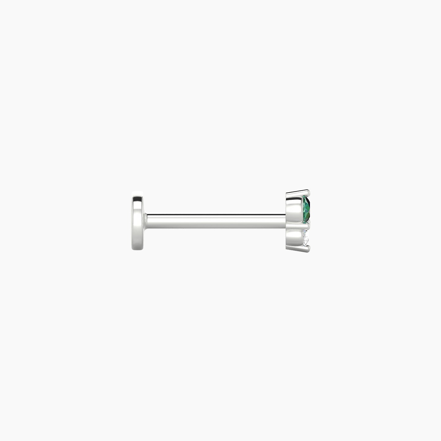 Laetitia | 18k White Gold 8 mm 4 mm Emerald & Diamond Nostril Piercing