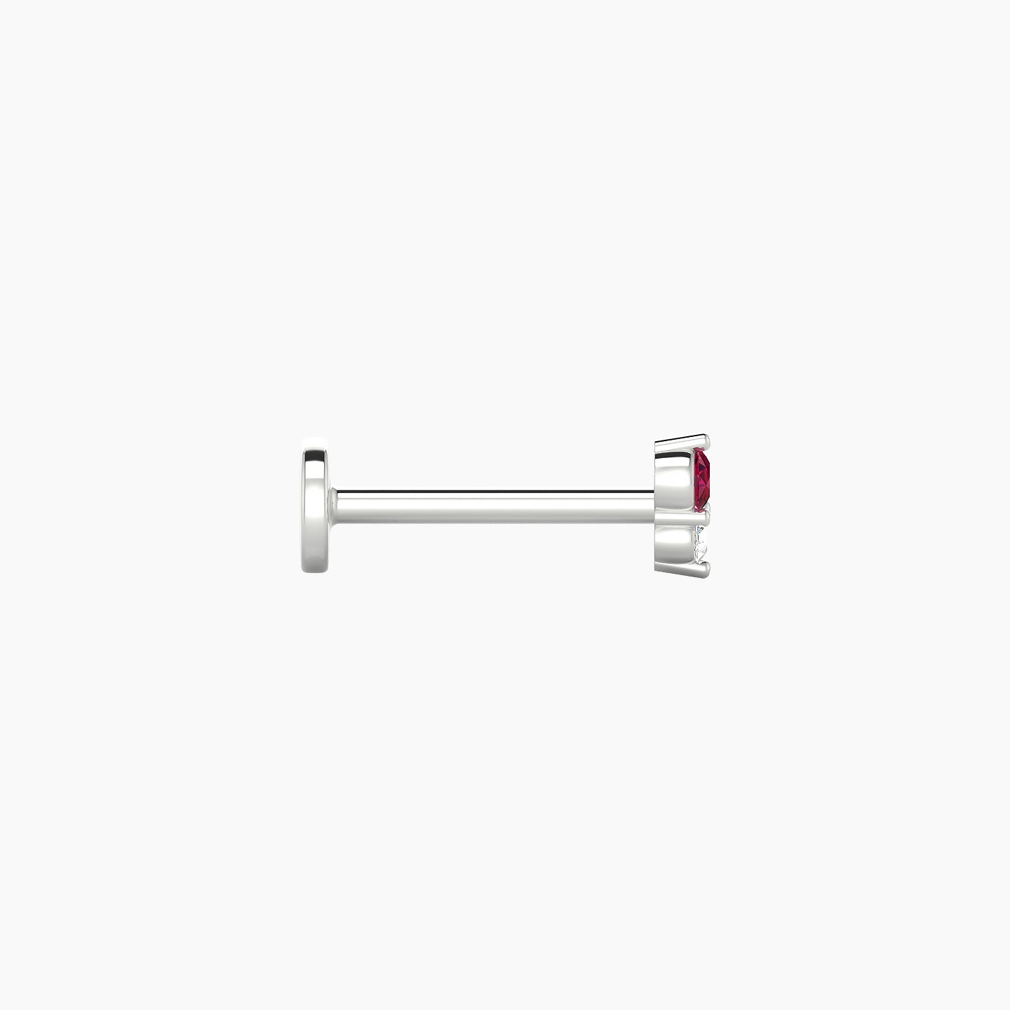 Laetitia | 18k White Gold 8 mm 4 mm Ruby & Diamond Nostril Piercing